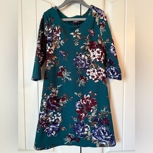 Amy Byer Teal Floral Long Sleeve Dress